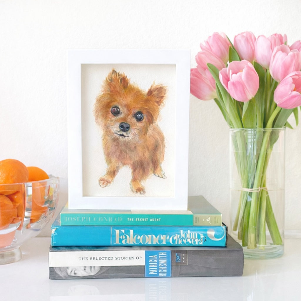 Mini custom pet portrait styled for Valentine’s Day